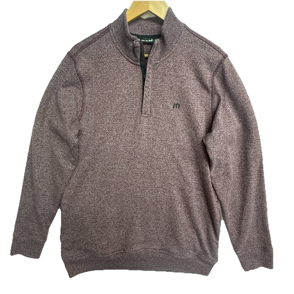 TravisMathew Pullover Mens‎ M Maroon 1/4 Zip Sweater Golf Casual Stretch